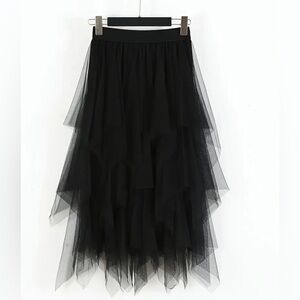 Elegant Black Layered Skirt
